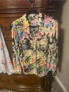 Express floral watercolor print portofino blouse